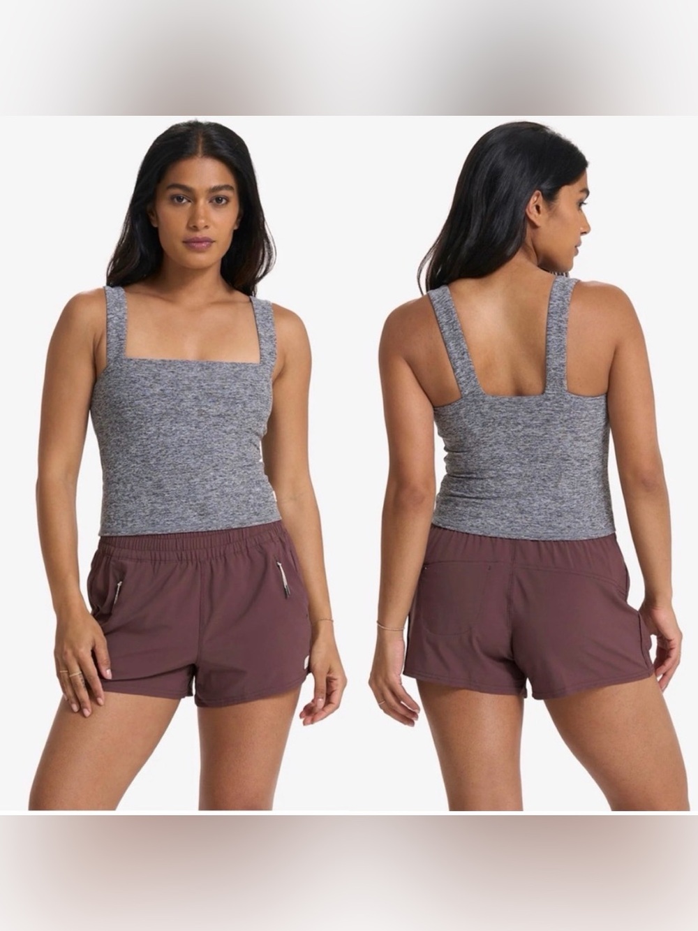 Vuori Heather Gray Elevation Square Neck Top (Estimate Small)